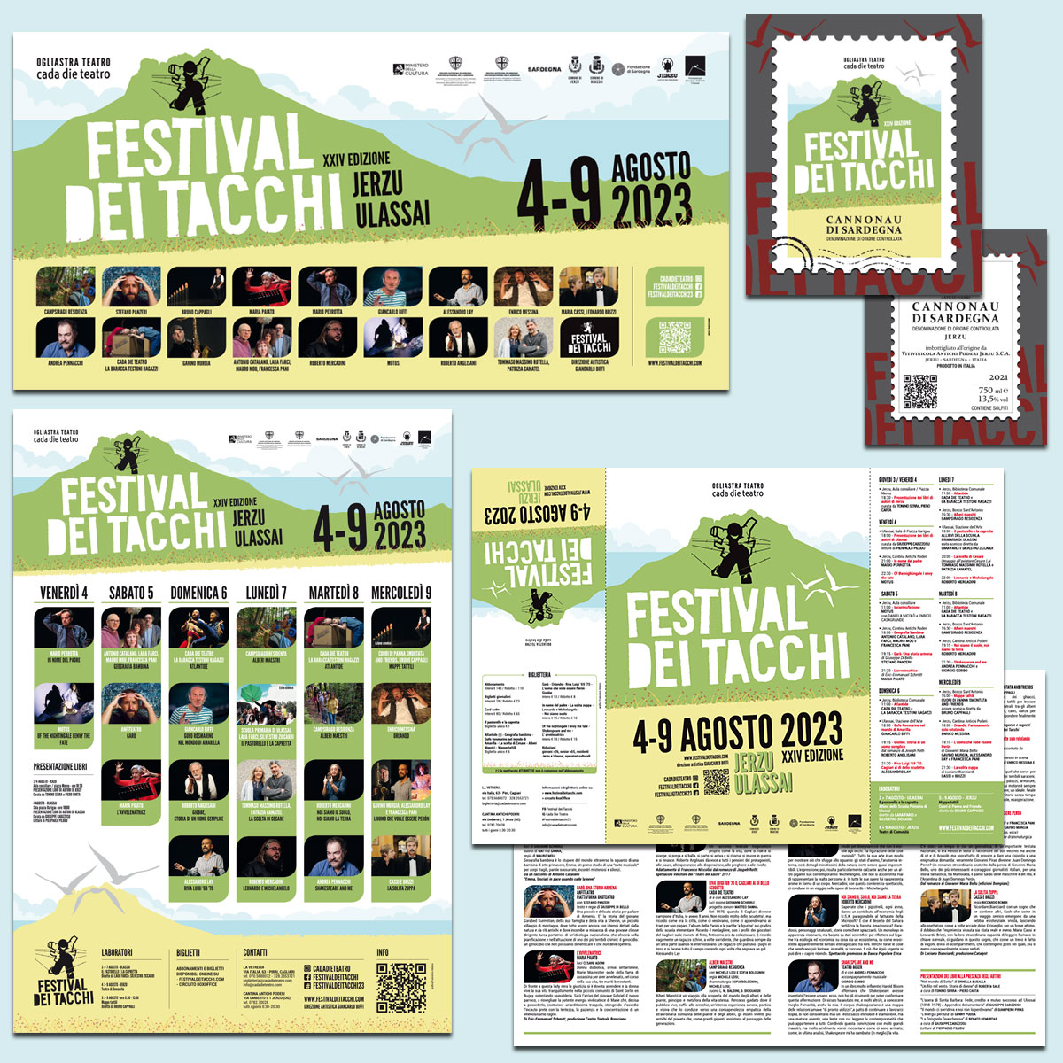 Festival dei Tacchi 2023 - Cada Die Teatro - Immagine coordinata Festival: 6x3 - 70x100 - pieghevole - etichetta vino - immagini social e quotiani
