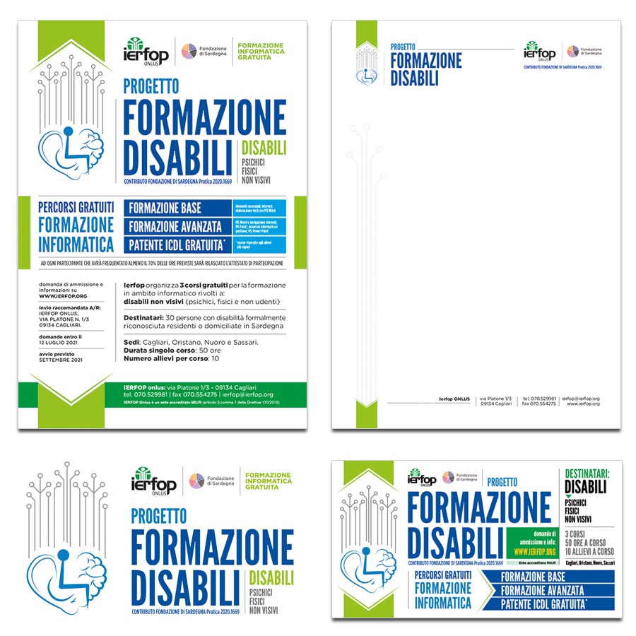 Progetto Formazione Disabili - materiale di comunicazione: locandina, banner web, carta intestata - I.E.R.F.O.P. Onlus