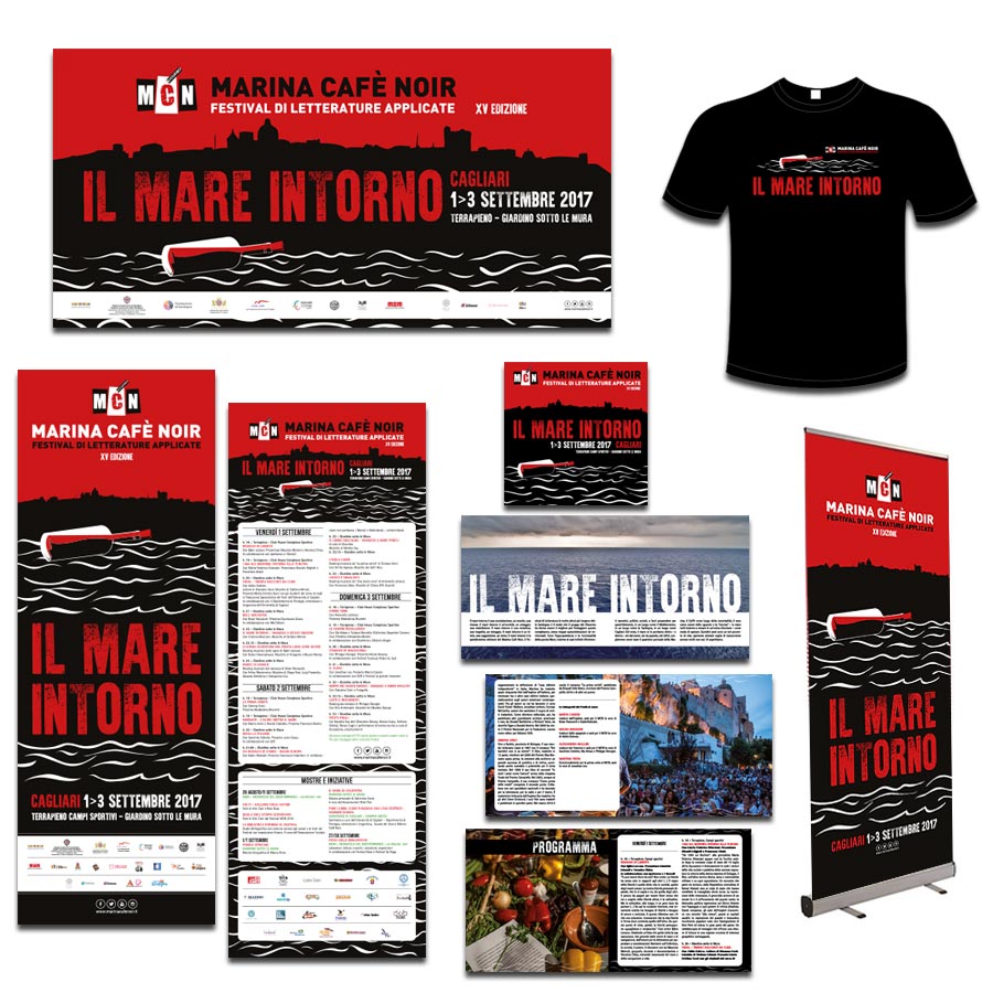 Marina Cafè Noir 2017 - campagna: 6x3 | locandine | booklet | tshirt | banner web | rollup | pagine quotidiani