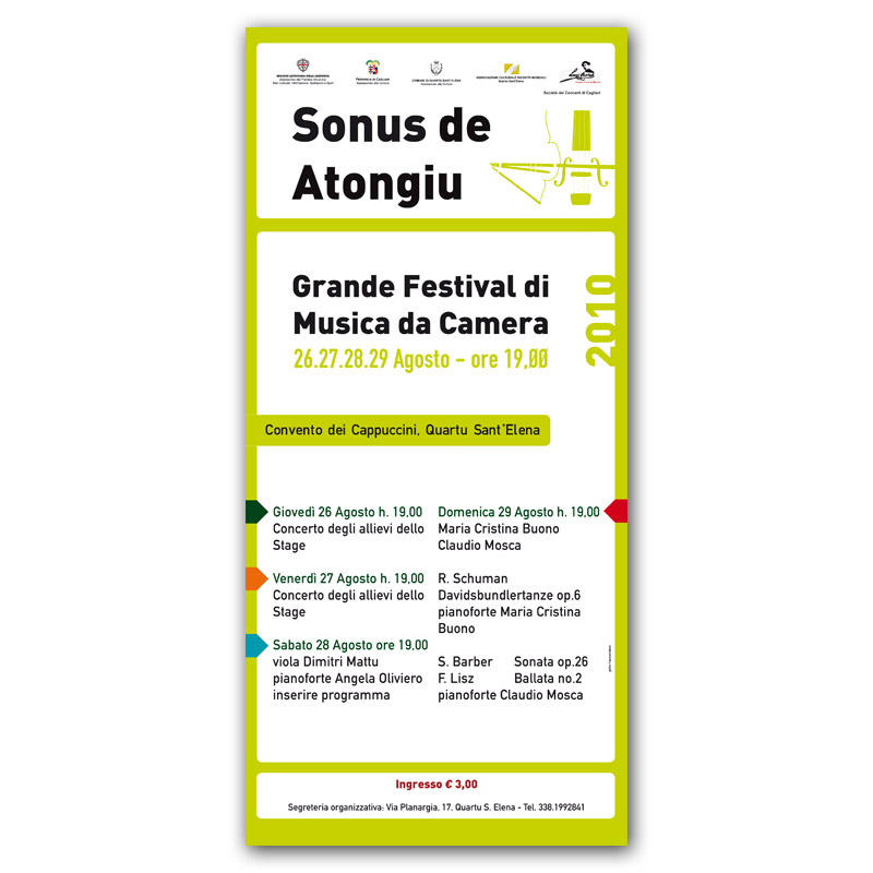 Cartellone rassegna Sonue de Atongiu | Scuola Civica di Musica Luigi Rachel